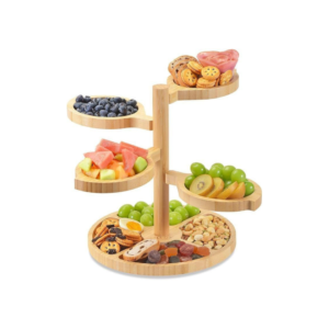 Cheese Boards Charcuterie Gift Bamboo: 5-in-1 360° Rotation